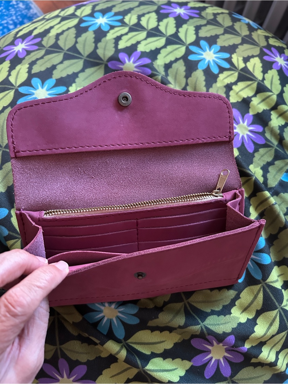 Portland Leather Goods Women’s Leather Foldover Wallet in Berry Pink